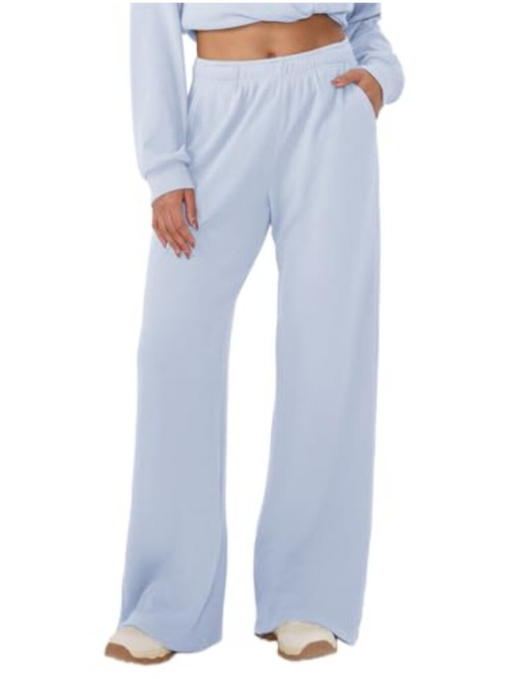 Waffle Knit Straight Leg Sweatpants with Pockets